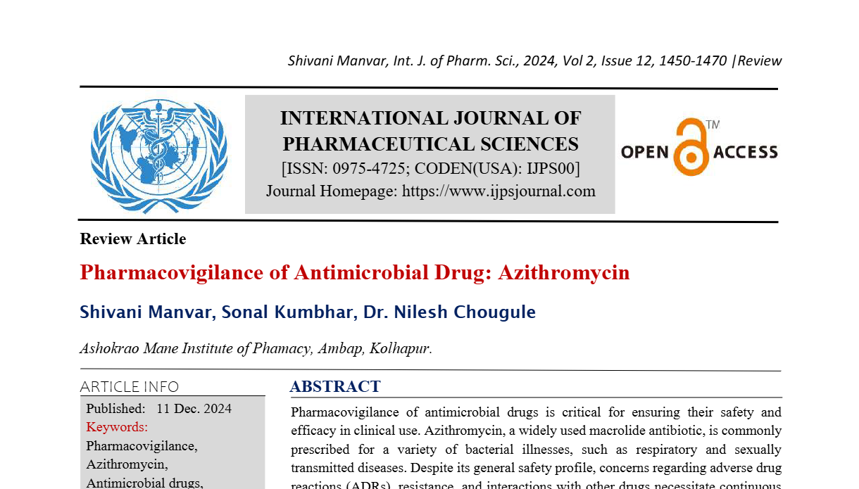 Pharmacovigilance of Antimicrobial Drug: Azithromycin