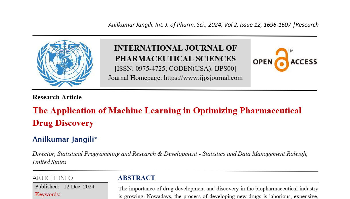 The Application of Machine Learning in Optimizing Pharmaceutical Drug Discovery  