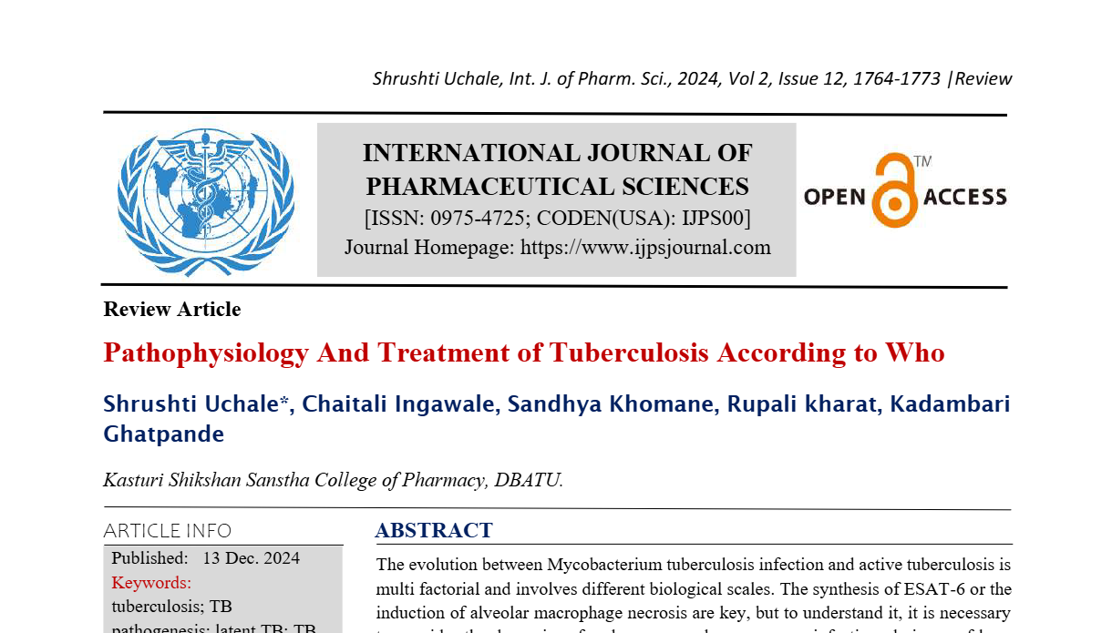 Pathophysiology And Treatment of Tuberculosis According to Who  