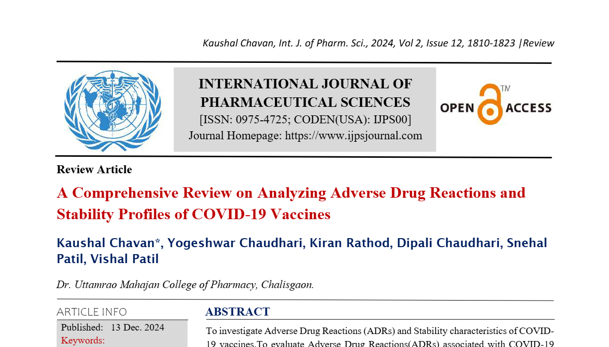 A Comprehensive Review on Analyzing Adverse Drug Reactions and Stability Profiles of COVID-19 Vaccines  