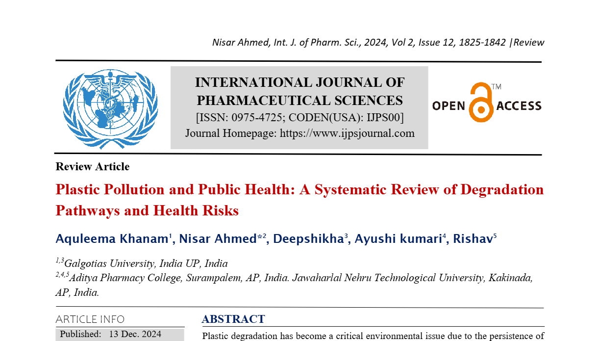 Plastic Pollution and Public Health: A Systematic Review of Degradation Pathways and Health Risks  