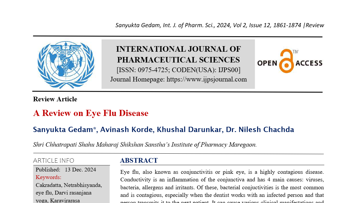 A Review on Eye Flu Disease  