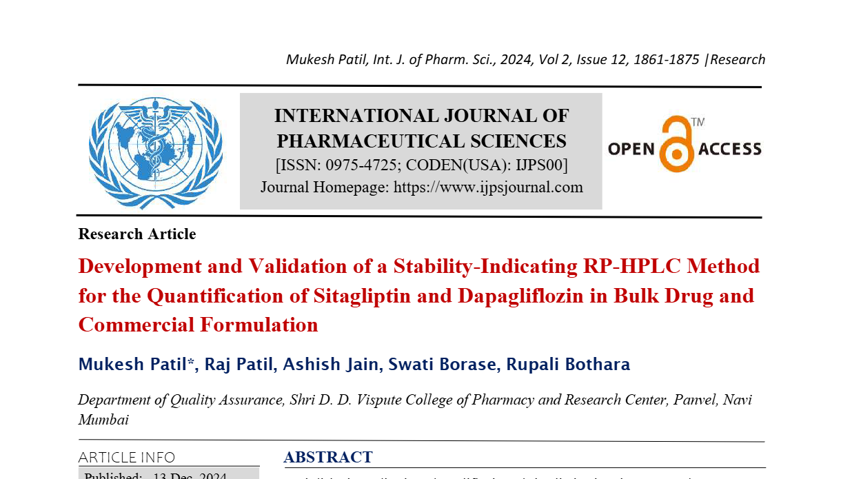 Development and Validation of a Stability-Indicating RP-HPLC Method for the Quantification of Sitagliptin and Dapagliflozin in Bulk Drug and Commercial Formulation