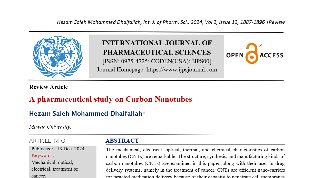 A pharmaceutical study on Carbon Nanotubes