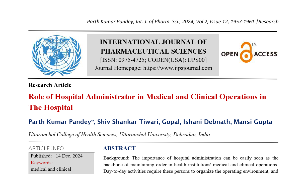 Role of Hospital Administrator in Medical and Clinical Operations in The Hospital  