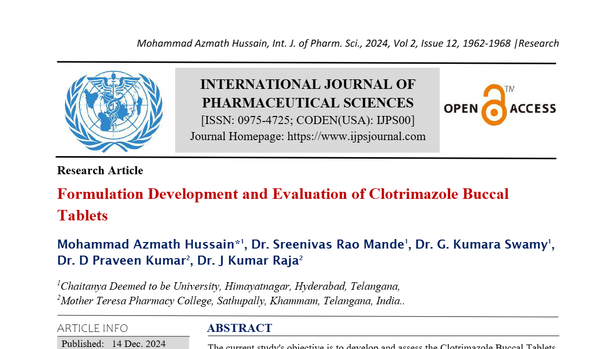 Formulation Development and Evaluation of Clotrimazole Buccal Tablets  