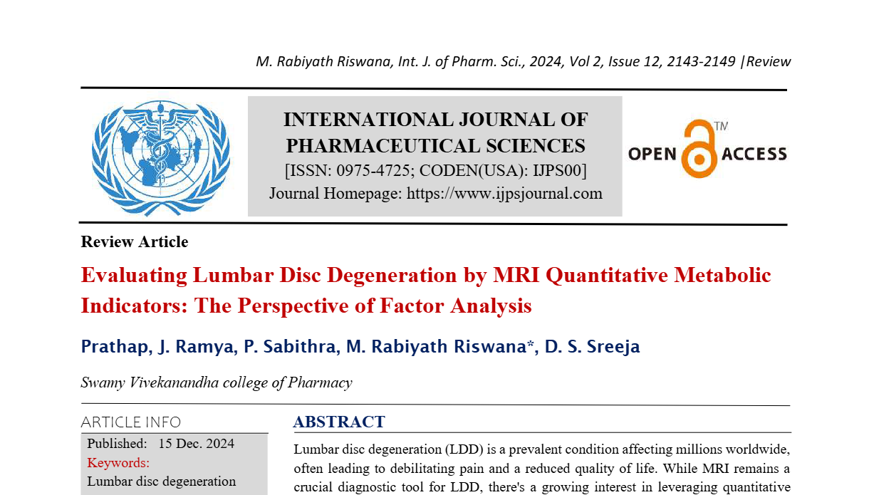 Evaluating Lumbar Disc Degeneration by MRI Quantitative Metabolic Indicators: The Perspective of Factor Analysis  