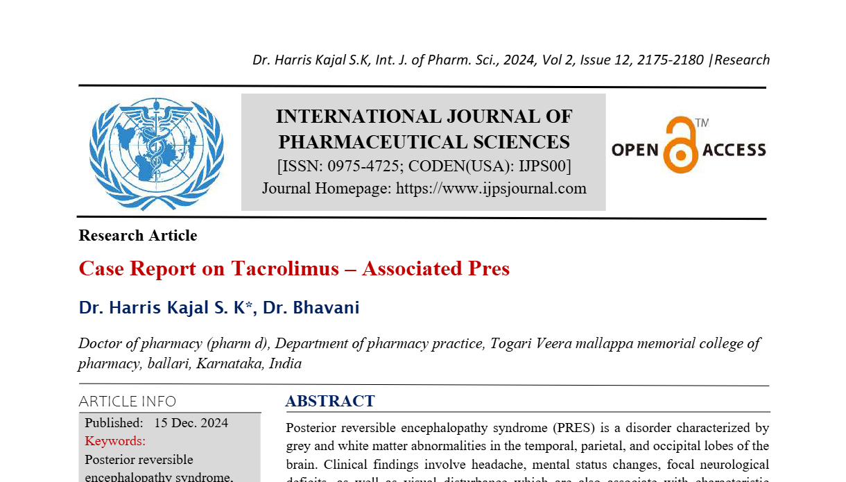 Case Report on Tacrolimus – Associated Pres  