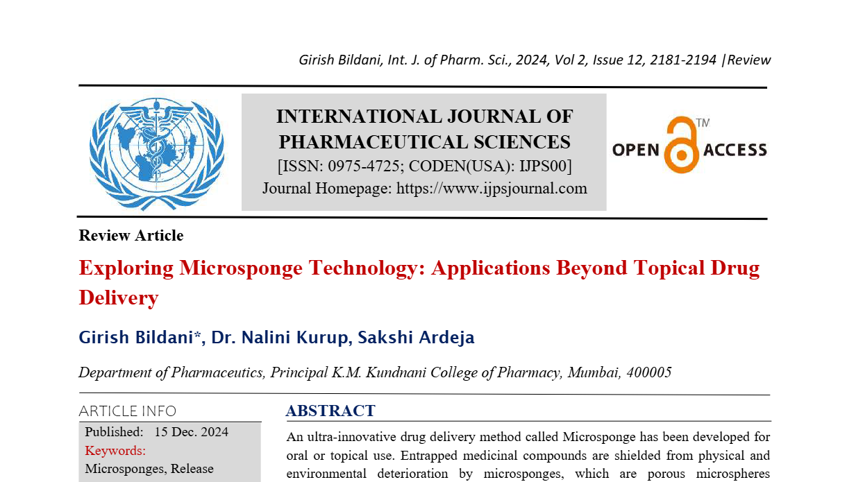 Exploring Microsponge Technology: Applications Beyond Topical Drug Delivery  