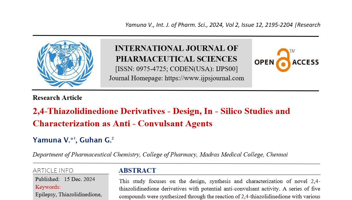 2,4-Thiazolidinedione Derivatives - Design, In - Silico Studies and Characterization as Anti - Convulsant Agents 