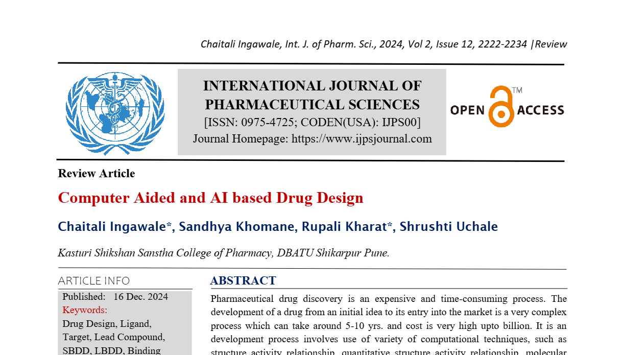 Computer Aided and AI based Drug Design  