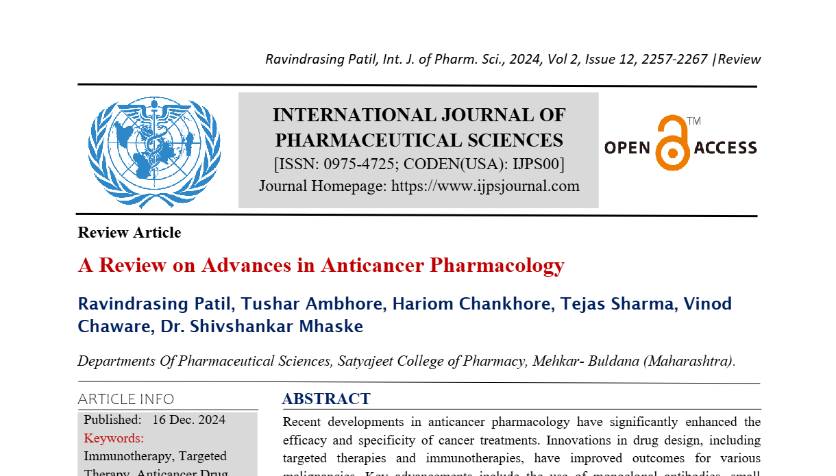 A Review on Advances in Anticancer Pharmacology  