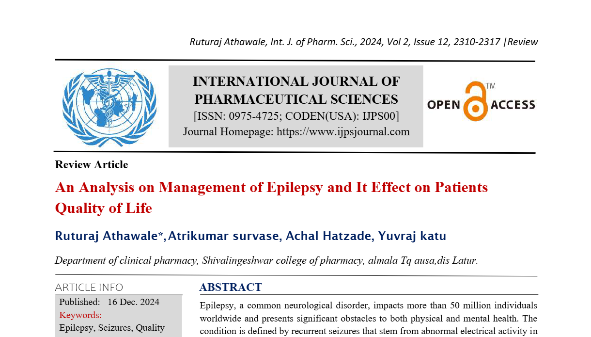 An Analysis on Management of Epilepsy and It Effect on Patients Quality of Life  