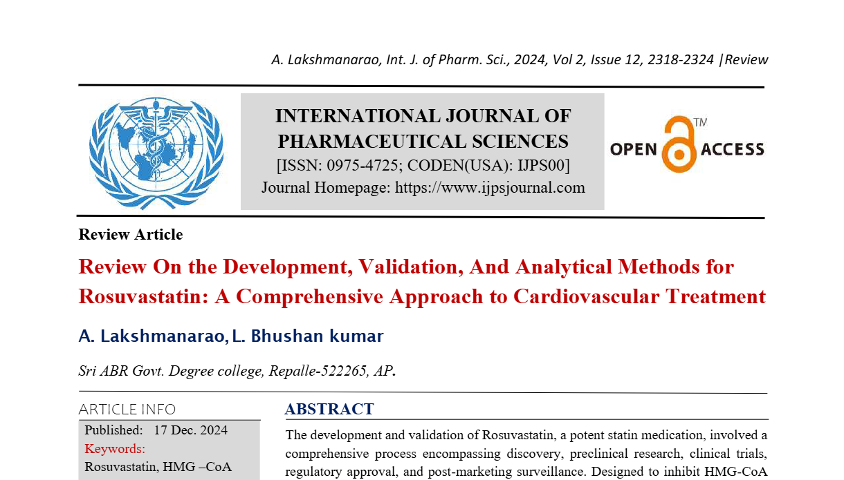 Review On the Development, Validation, And Analytical Methods for Rosuvastatin: A Comprehensive Approach to Cardiovascular Treatment  