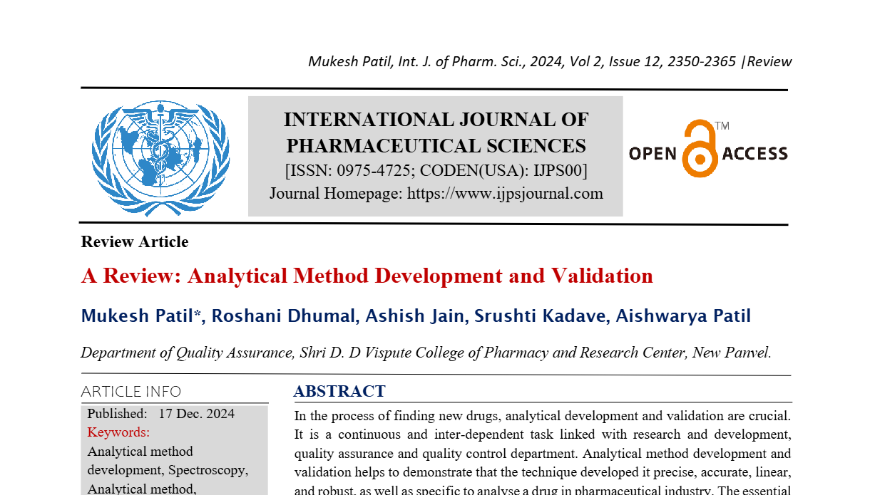 A Review: Analytical Method Development and Validation  