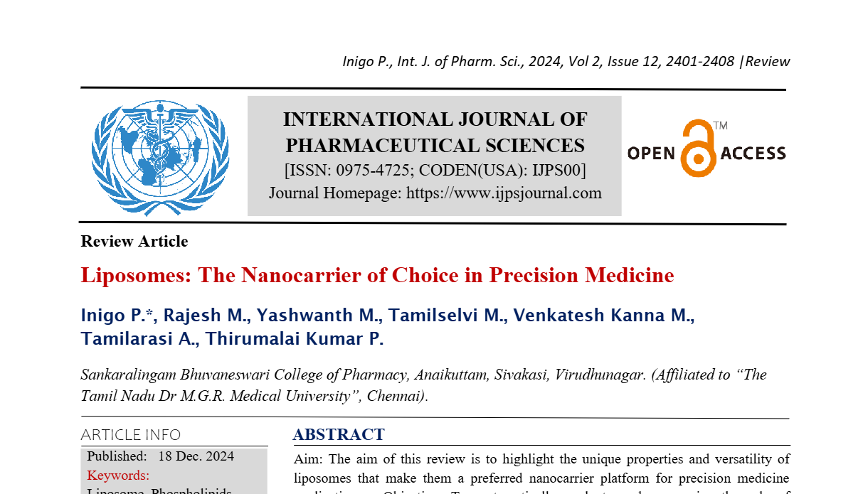 Liposomes: The Nanocarrier of Choice in Precision Medicine