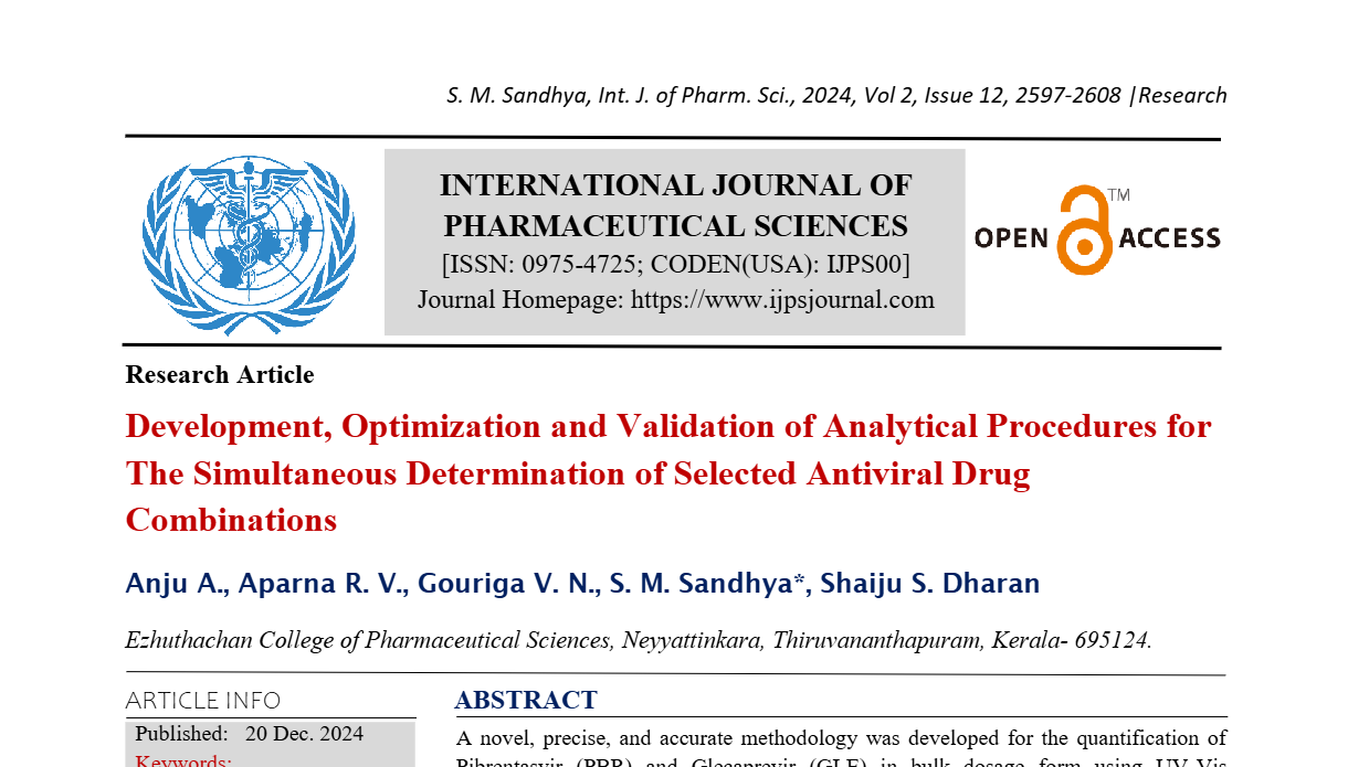 Development, Optimization and Validation of Analytical Procedures for The Simultaneous Determination of Selected Antiviral Drug Combinations  