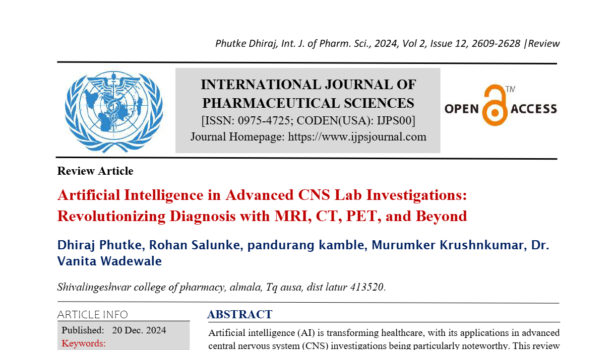 Artificial Intelligence in Advanced CNS Lab Investigations: Revolutionizing Diagnosis with MRI, CT, PET, and Beyond