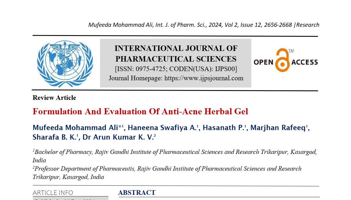 Formulation And Evaluation Of Anti-Acne Herbal Gel