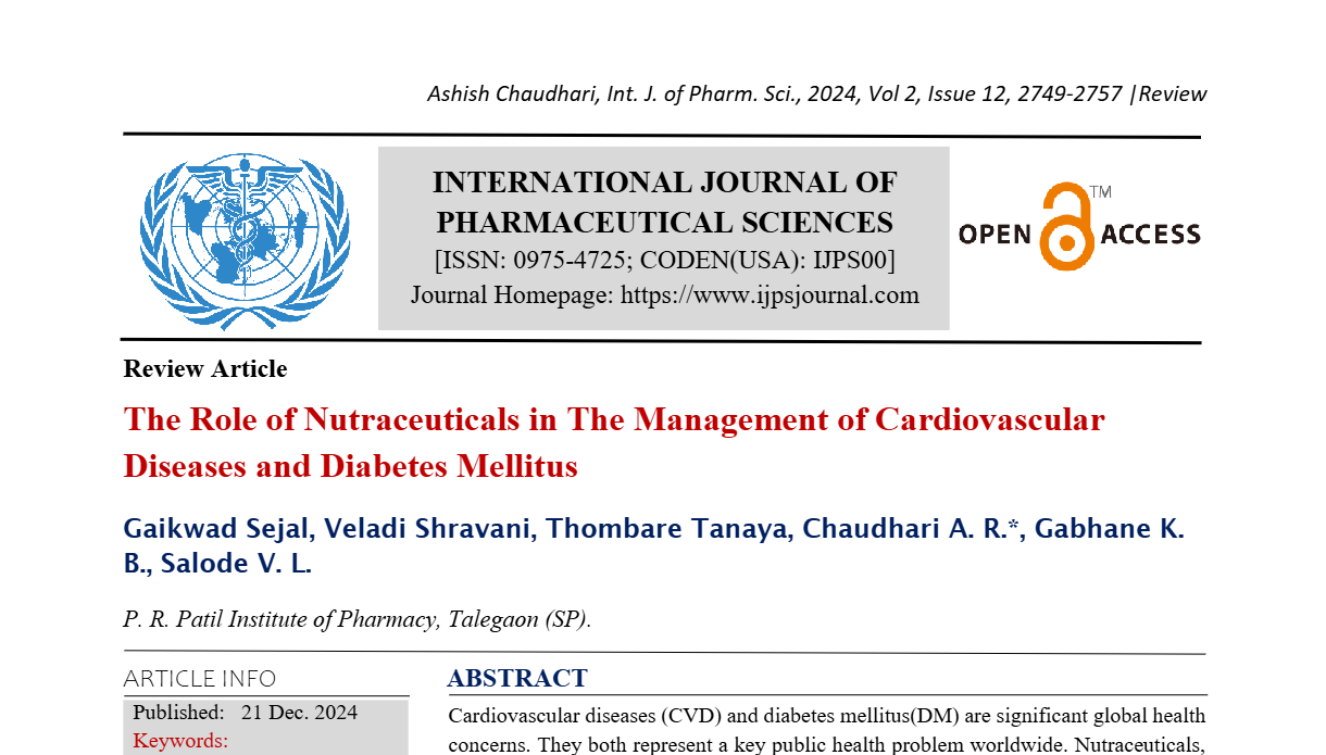 The Role of Nutraceuticals in The Management of Cardiovascular Diseases and Diabetes Mellitus  