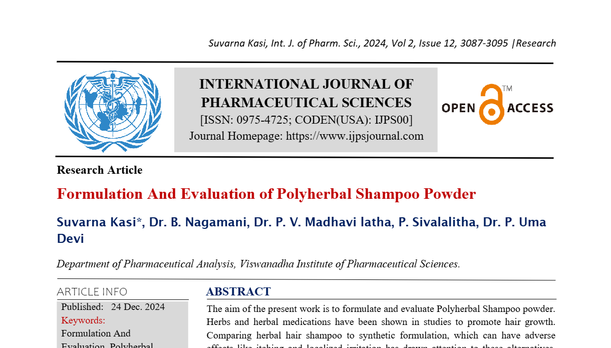 Formulation And Evaluation Of Polyherbal Shampoo Powder