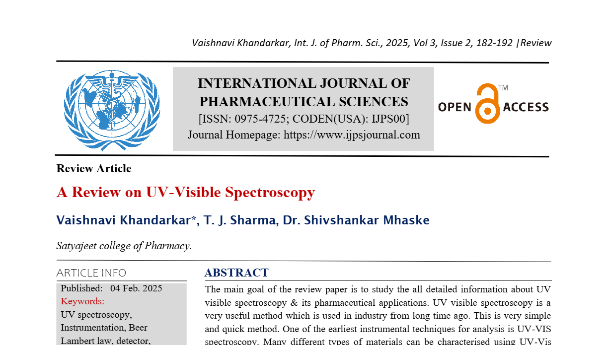 A Review on UV-Visible Spectroscopy 