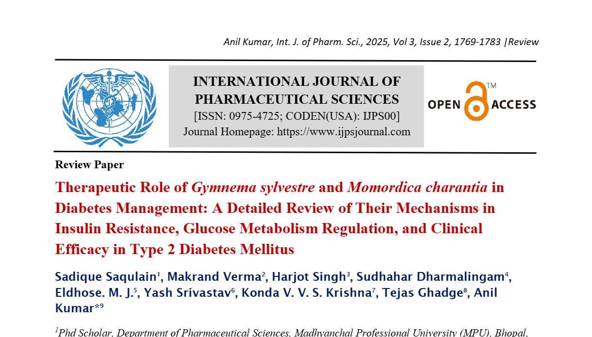 Therapeutic Role of Gymnema sylvestre and Momordica charantia in Diabetes Management: A Detailed Review of Their Mechanisms in Insulin Resistance, Glucose Metabolism Regulation, and Clinical Efficacy in Type 2 Diabetes Mellitus