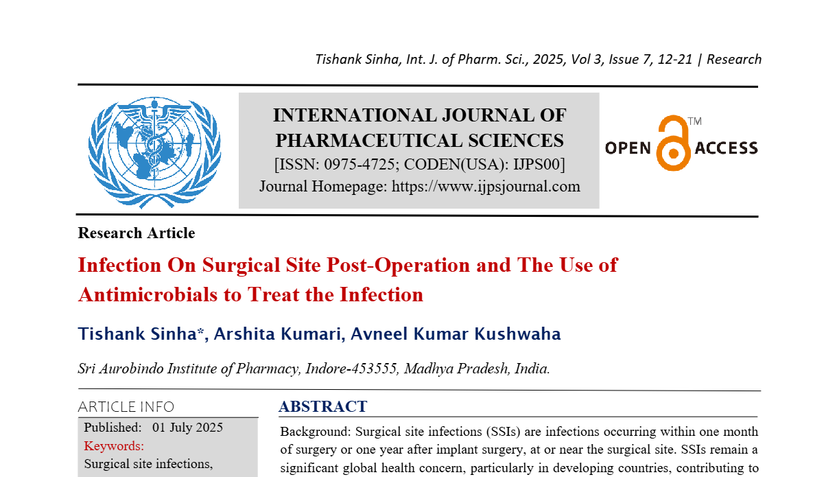 Infection On Surgical Site Post-Operation and The Use of Antimicrobials to Treat the Infection