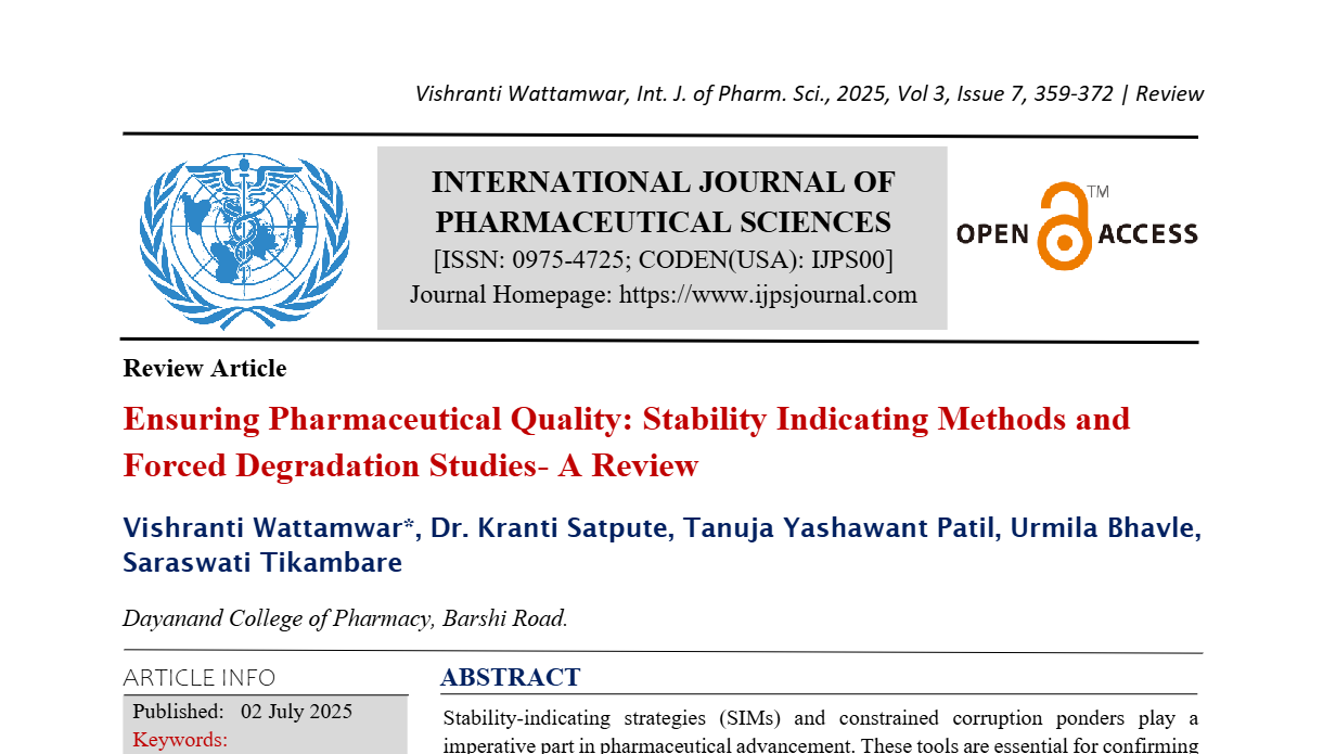 Ensuring Pharmaceutical Quality: Stability Indicating Methods and Forced Degradation Studies- A Review