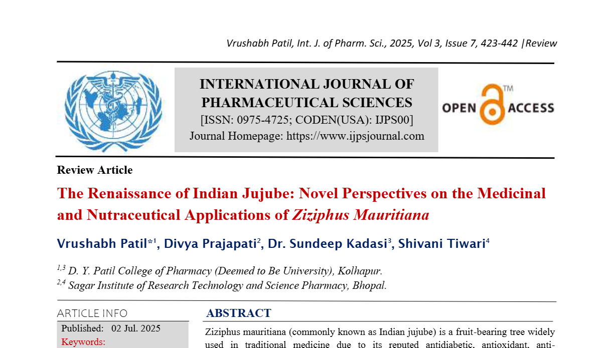 The Renaissance of Indian Jujube: Novel Perspectives on the Medicinal and Nutraceutical Applications of Ziziphus Mauritiana