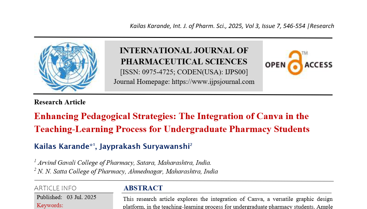Enhancing Pedagogical Strategies: The Integration of Canva in the Teaching-Learning Process for Undergraduate Pharmacy Students