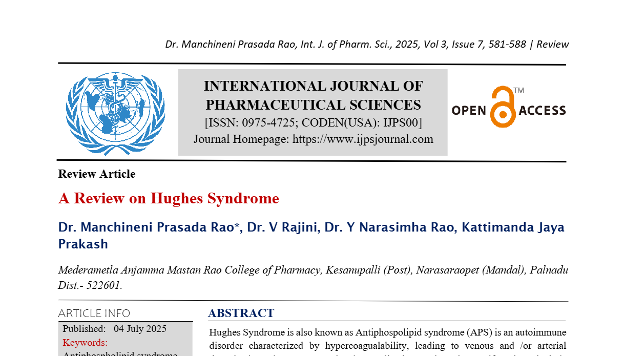 A Review on Hughes Syndrome