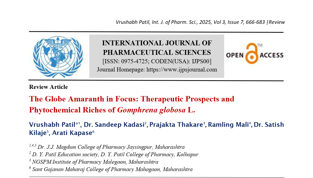 The Globe Amaranth in Focus: Therapeutic Prospects and Phytochemical Riches of Gomphrena globosa L.