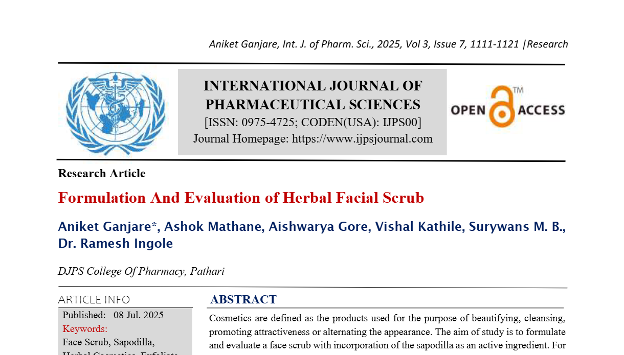 Formulation And Evaluation of Herbal Facial Scrub
