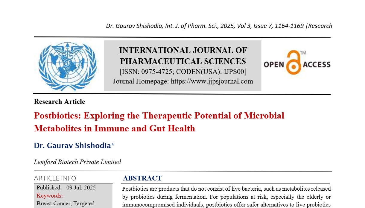 Postbiotics: Exploring the Therapeutic Potential of Microbial Metabolites in Immune and Gut Health