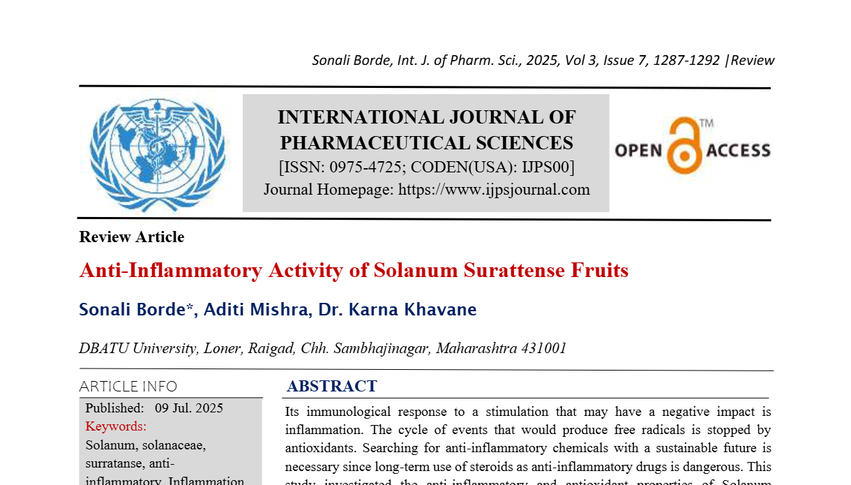 Anti-Inflammatory Activity of Solanum Surattense Fruits