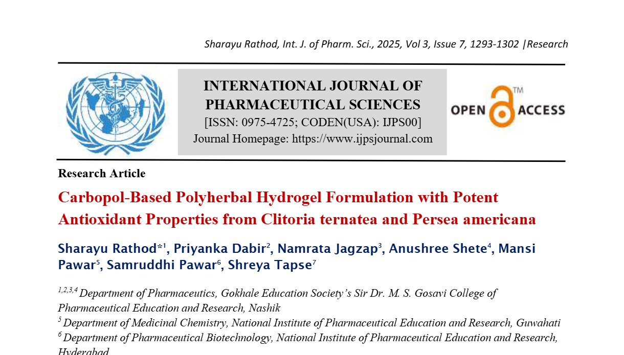 Carbopol-Based Polyherbal Hydrogel Formulation with Potent Antioxidant Properties from Clitoria ternatea and Persea americana