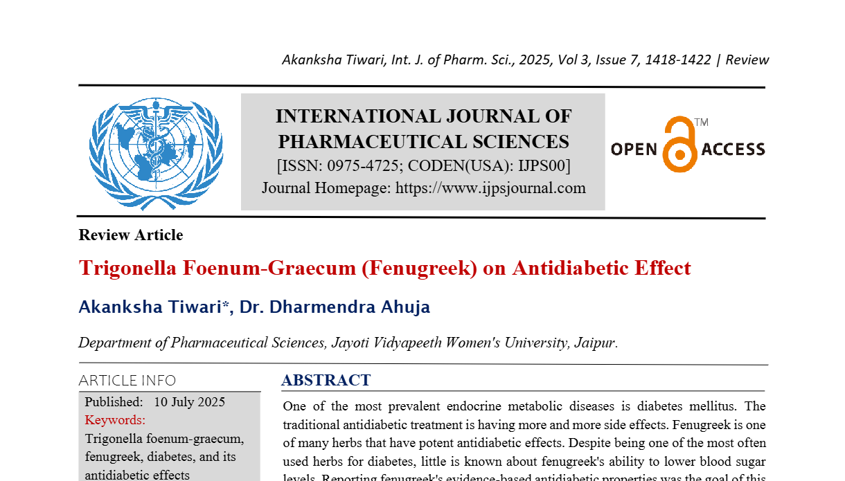 Trigonella Foenum-Graecum (Fenugreek) on Antidiabetic Effect