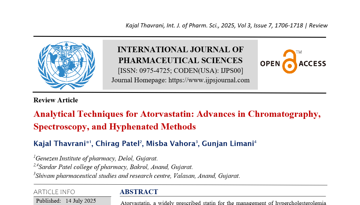 Analytical Techniques for Atorvastatin: Advances in Chromatography, Spectroscopy, and Hyphenated Methods
