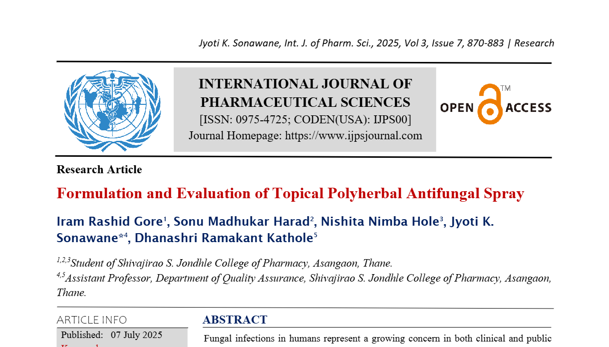 Formulation and Evaluation of Topical Polyherbal Antifungal Spray ...