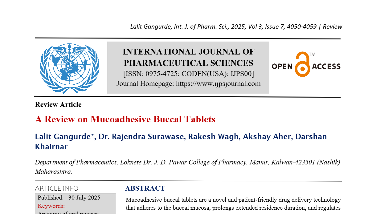 A Review on Mucoadhesive Buccal Tablets | IJPS Journal