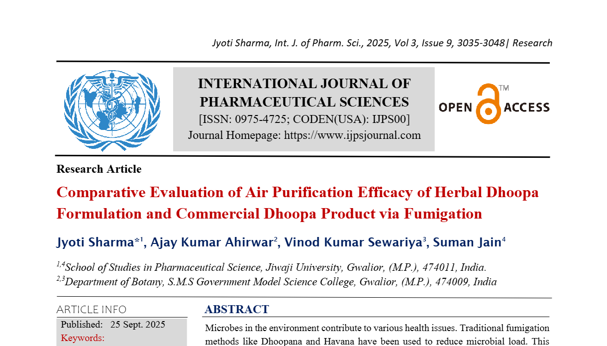 Comparative Evaluation of Air Purification Efficacy of Herbal Dhoopa ...