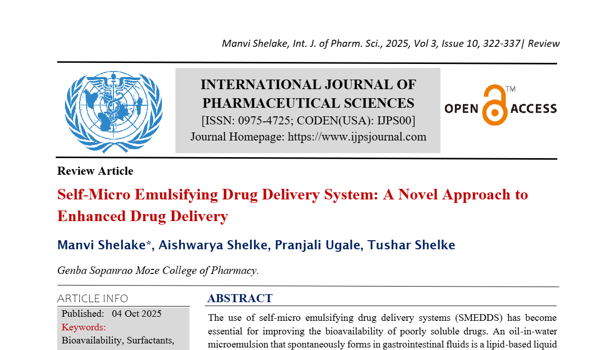 Self-Micro Emulsifying Drug Delivery System: A Novel Approach to Enhanced Drug Delivery