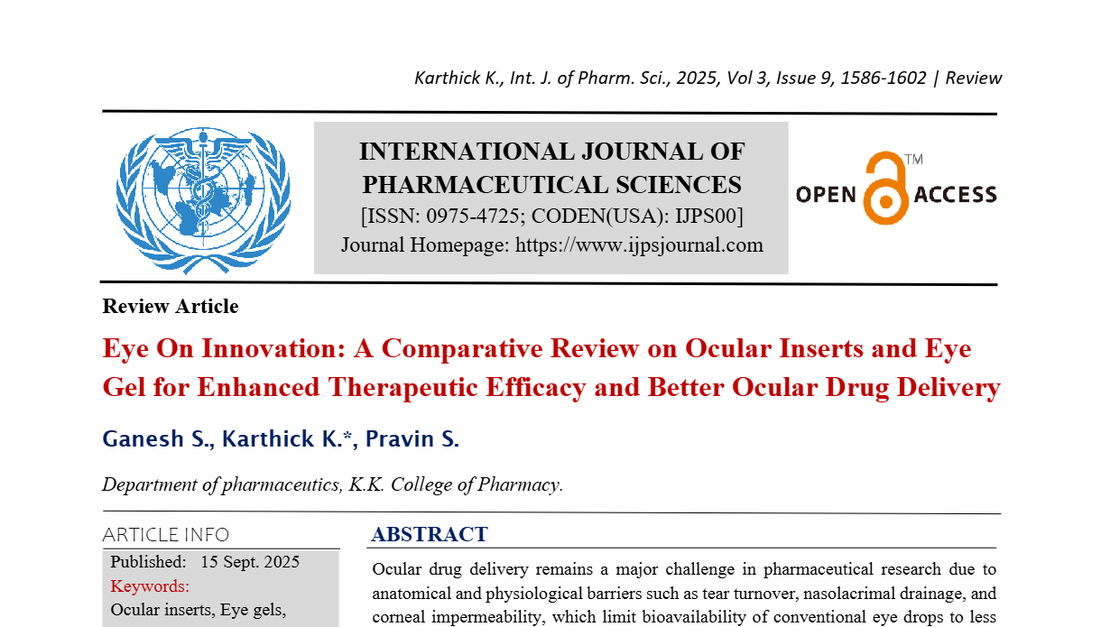 Eye On Innovation: A Comparative Review on Ocular Inserts and Eye Gel ...
