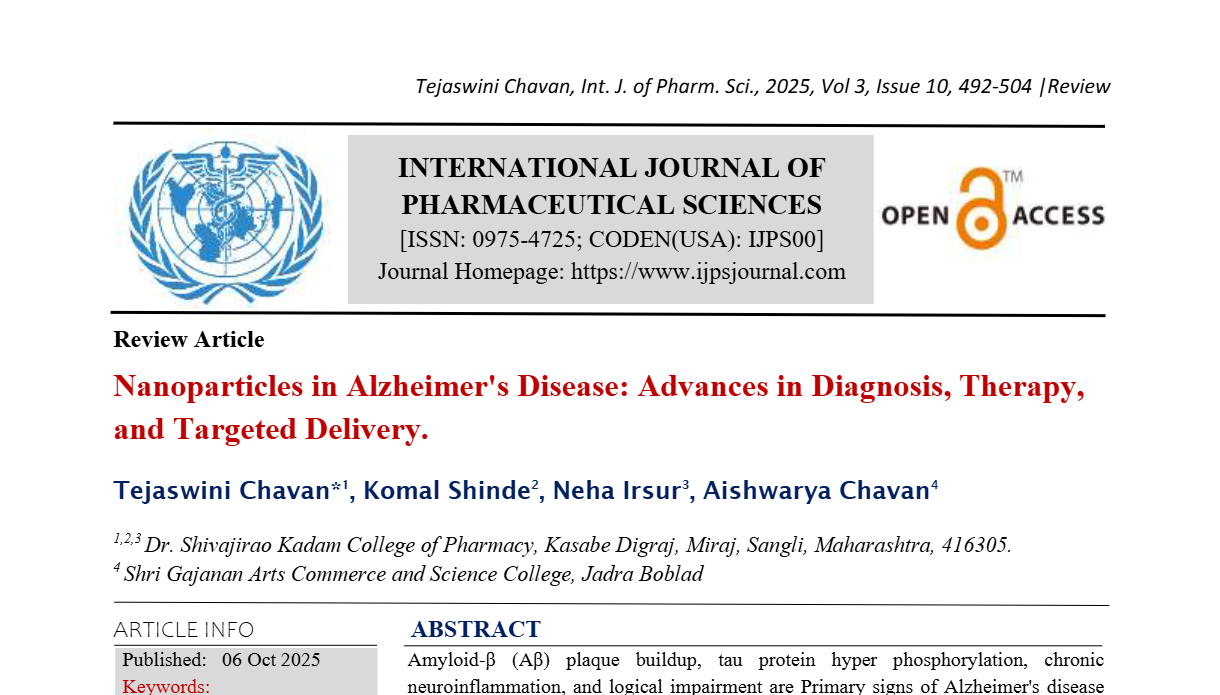Nanoparticles in Alzheimer's Disease: Advances in Diagnosis, Therapy, and Targeted Delivery.