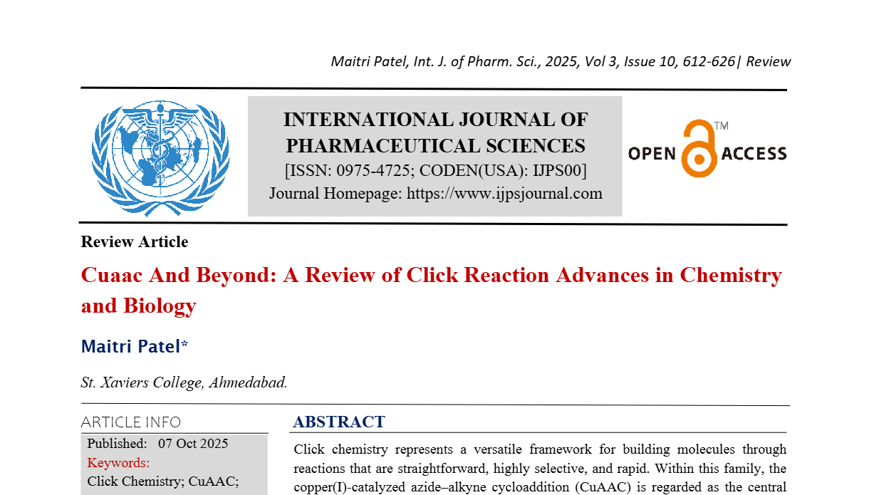 Cuaac And Beyond: A Review of Click Reaction Advances in Chemistry and Biology