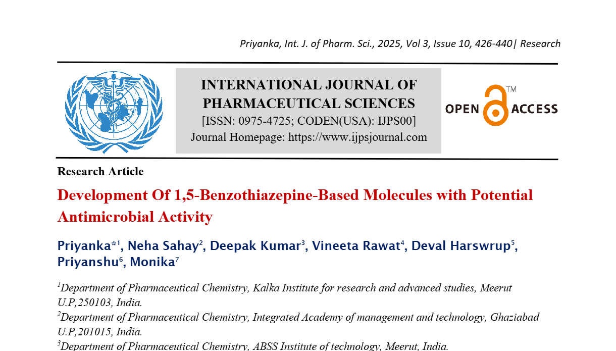 Development Of 1,5-Benzothiazepine-Based Molecules with Potential Antimicrobial Activity