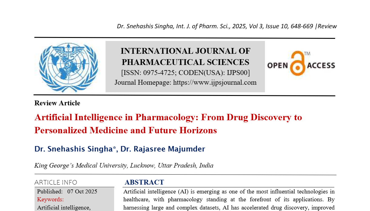 Artificial Intelligence in Pharmacology: From Drug Discovery to Personalized Medicine and Future Horizons