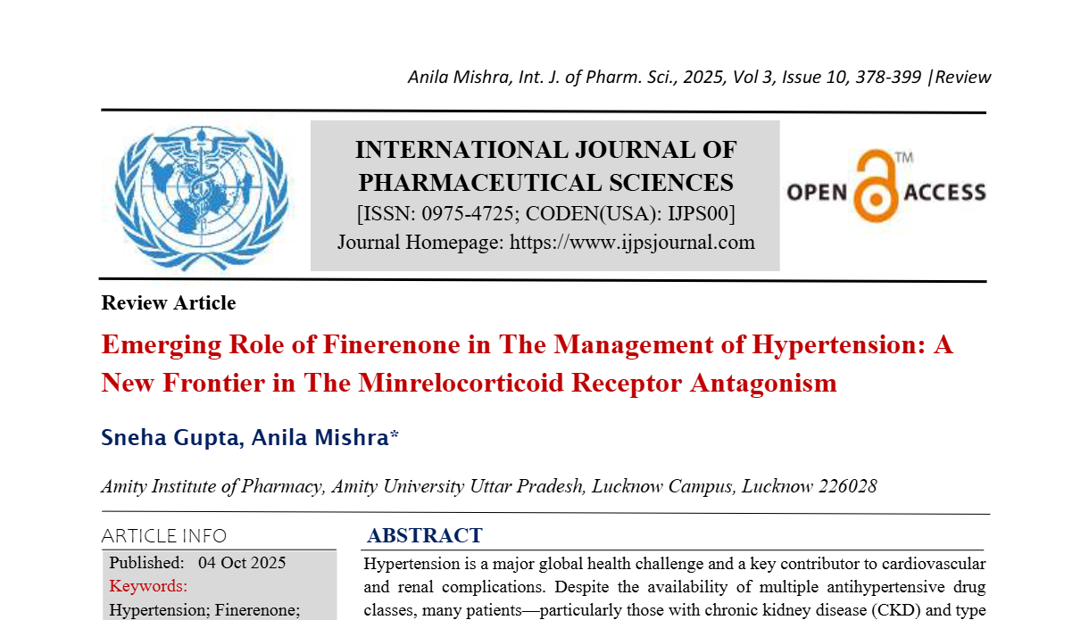 Emerging Role of Finerenone in The Management of Hypertension: A New Frontier in The Minrelocorticoid Receptor Antagonism