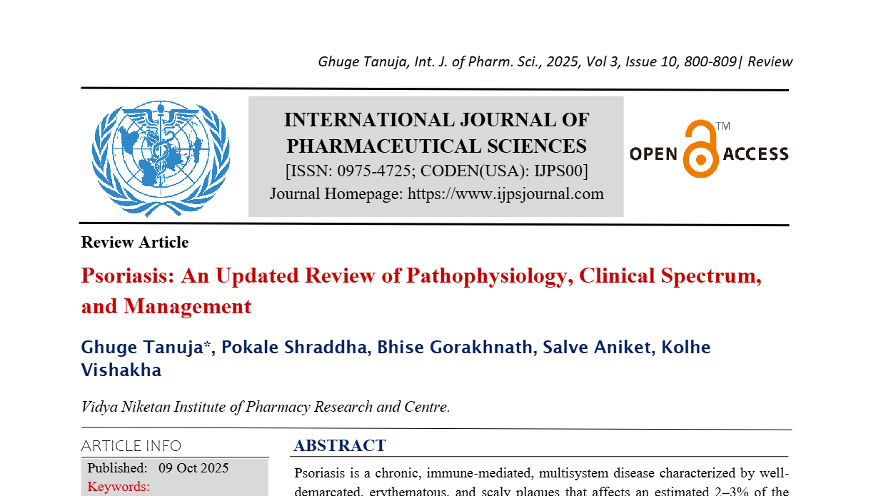 Psoriasis: An Updated Review of Pathophysiology, Clinical Spectrum, and Management